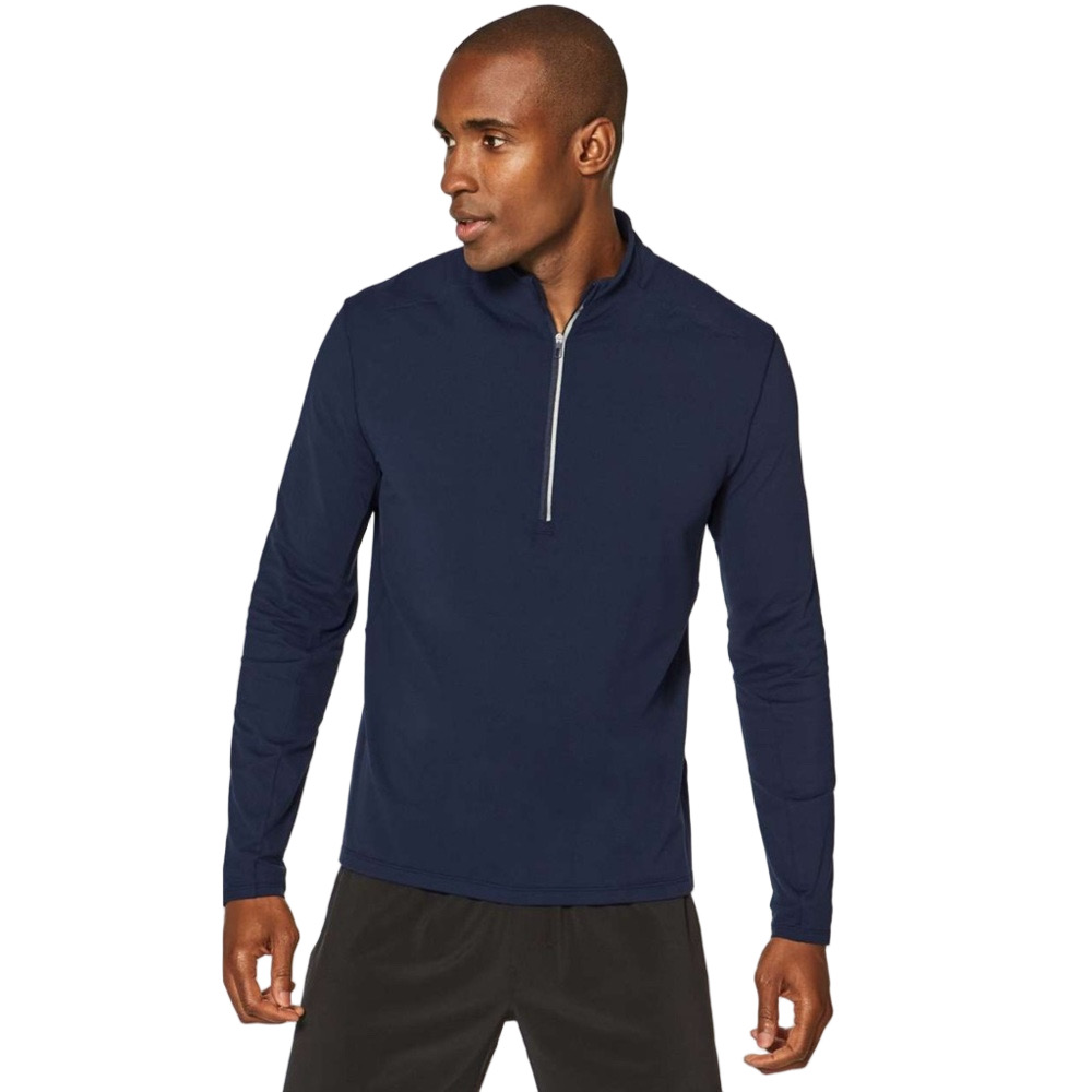 Lululemon Men's Surge Warm 1/2 Zip Mid-layer EUC Size M Hero Blue Black